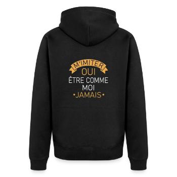 M'imiter oui être comme moi jamais t-shirt - Veste à capuche bio Premium Unisexe - noir - Dos - Nico (187cm)