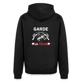 Garde la pêche jeu de mots pêcheur t-shirt - Veste à capuche bio Premium Unisexe - noir - Dos - Nico (187cm)