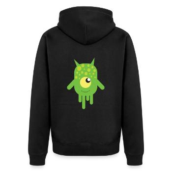 green slimy monster - Unisex Premium Bio Zip Hoodie - Schwarz - Hinten - Nico (187cm)