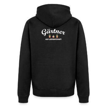 Gärtner aus Leidenschaft! - Unisex Premium Bio Zip Hoodie - Schwarz - Hinten - Nico (187cm)