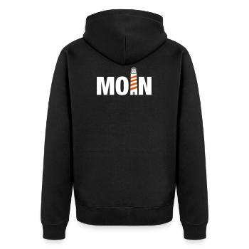 moin Leuchtturm Norddeutschland Ostfriesland - Unisex Premium Bio Zip Hoodie - Schwarz - Hinten - Nico (187cm)