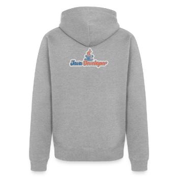 Java Developer with Coffee - Unisex Premium Organic Zip Hoodie - heather grey - Back - Nico (187cm)