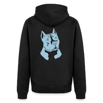 pitbull © - www.dog-power.nl - Unisex Premium Bio Zip Hoodie - Schwarz - Hinten - Nico (187cm)