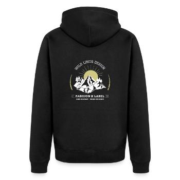 Mountains & Sun I Wild Linus - Unisex Premium Bio Zip Hoodie - Schwarz - Hinten - Nico (187cm)