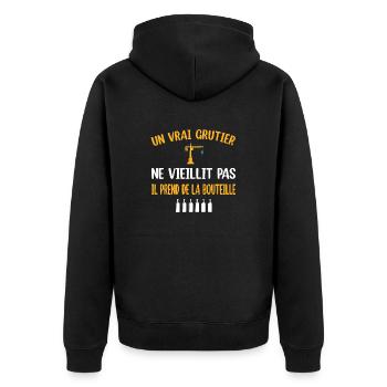 Un vrai grutier ne vieillit pas t-shirt métier - Veste à capuche bio Premium Unisexe - noir - Dos - Nico (187cm)