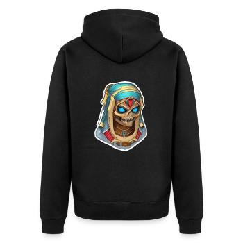Mumie - Unisex Premium Bio Zip Hoodie - Schwarz - Hinten - Nico (187cm)