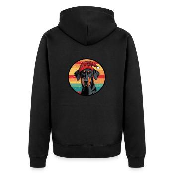 Dobermann Hund Weihnachten Tier - Unisex Premium Bio Zip Hoodie - Schwarz - Hinten - Nico (187cm)