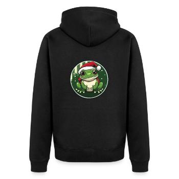 Frosch Weihnachten Tier - Unisex Premium Bio Zip Hoodie - Schwarz - Hinten - Nico (187cm)