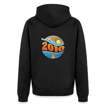 Born 2010 – Celebrating 15 Unforgettable Years - Unisex Premium Organic Zip Hoodie - black - Back - Nico (187cm)