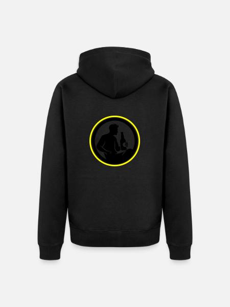 Bottle of Beer Drinking Silhouette - Unisex Premium Organic Zip Hoodie - black
