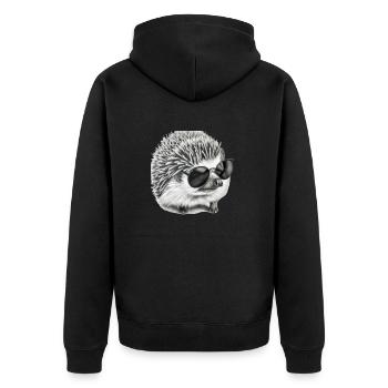 süßer kleiner Igel mit Sonnenbrille niedlich Kind - Unisex Premium Bio Zip Hoodie - Schwarz - Hinten - Nico (187cm)