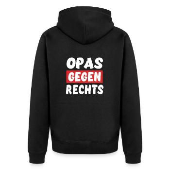 Opas Gegen Rechts - Rechts Nein Danke - Unisex Premium Bio Zip Hoodie - Schwarz - Hinten - Nico (187cm)
