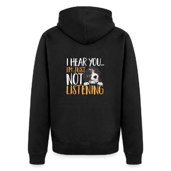Bernedoodle Dog - Unisex Premium Organic Zip Hoodie - black - Back - Nico (187cm)