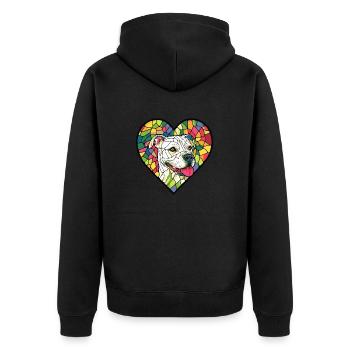 Dogo Argentino Dog Heart Dog Love - Unisex Premium Organic Zip Hoodie - black - Back - Nico (187cm)