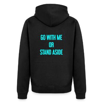 Walk with or aside - Unisex Premium Organic Zip Hoodie - black - Back - Nico (187cm)