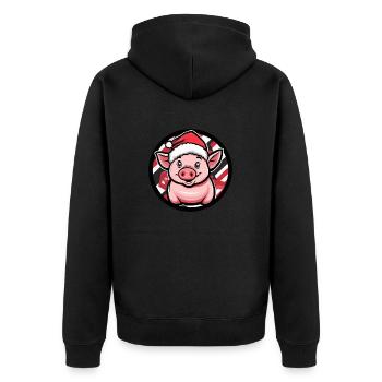 Pig Christmas Animal - Unisex Premium Organic Zip Hoodie - black - Back - Nico (187cm)