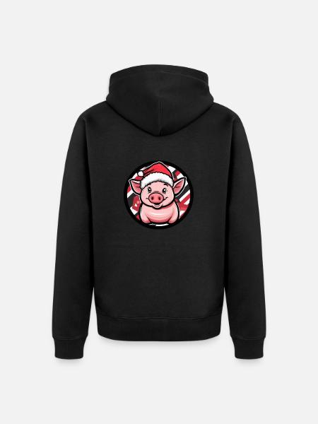 Pig Christmas Animal - Unisex Premium Organic Zip Hoodie - black