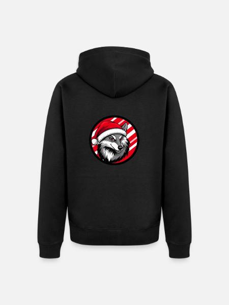 Wolf Christmas Animal - Unisex Premium Organic Zip Hoodie - black