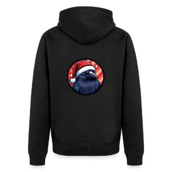 Rabe Krähe Weihnachten Tier - Unisex Premium Bio Zip Hoodie - Schwarz - Hinten - Nico (187cm)