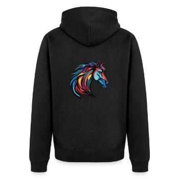 Horse Portrait - Unisex Premium Organic Zip Hoodie - black - Back - Nico (187cm)
