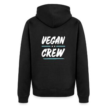 Vegan Crew - Unisex Premium Organic Zip Hoodie - black - Back - Nico (187cm)