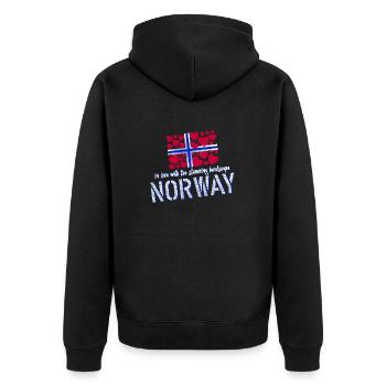 Norwegen Norge Norway - Unisex Premium Bio Zip Hoodie - Schwarz - Hinten - Nico (187cm)