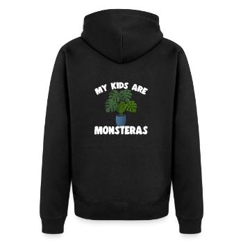 Monstera Deliciosa Albo Plante d’intérieur botanique - Veste à capuche bio Premium Unisexe - noir - Dos - Nico (187cm)