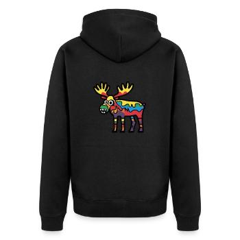 Elch Halloween Comic Lustig - Unisex Premium Bio Zip Hoodie - Schwarz - Hinten - Nico (187cm)