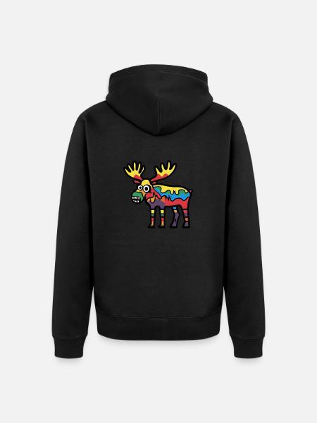 Elch Halloween Comic Lustig - Unisex Premium Bio Zip Hoodie - Schwarz