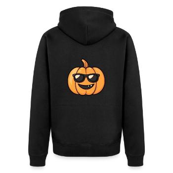 Kürbis Halloween Herbst Sonnenbrille - Unisex Premium Bio Zip Hoodie - Schwarz - Hinten - Nico (187cm)