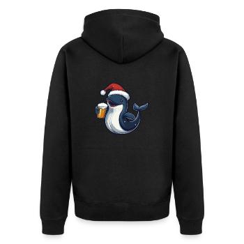 Wal Weihnachten Bier - Unisex Premium Bio Zip Hoodie - Schwarz - Hinten - Nico (187cm)