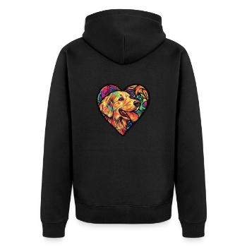 Golden Retriever Dog Heart Dog Love - Unisex Premium Organic Zip Hoodie - black - Back - Nico (187cm)