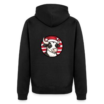 Kuh Weihnachten Tier - Unisex Premium Bio Zip Hoodie - Schwarz - Hinten - Nico (187cm)