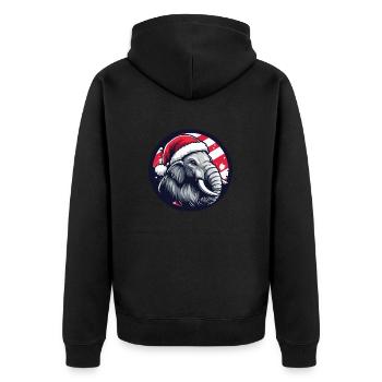 Mammut Weihnachten Tier - Unisex Premium Bio Zip Hoodie - Schwarz - Hinten - Nico (187cm)