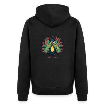 Peacock Bird Halloween Comic Funny - Unisex Premium Organic Zip Hoodie - black - Back - Nico (187cm)