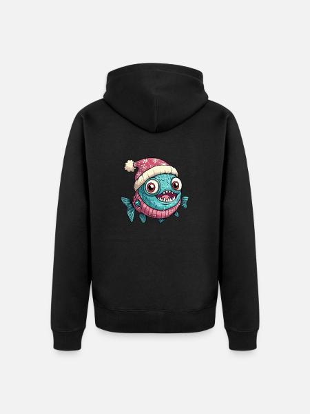 Piranha Fish Christmas - Unisex Premium Organic Zip Hoodie - black