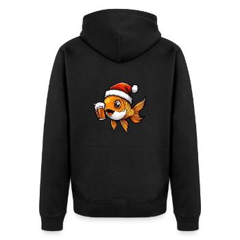 Goldfische Weihnachten Bier - Unisex Premium Bio Zip Hoodie - Schwarz - Hinten - Nico (187cm)