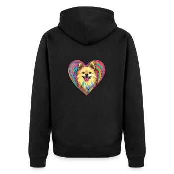 Chien de Poméranie Cœur de Chien Amour de Poméranie - Veste à capuche bio Premium Unisexe - noir - Dos - Nico (187cm)