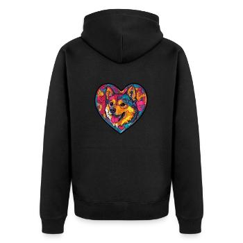 Shiba Inu Dog Heart Dog Love - Unisex Premium Organic Zip Hoodie - black - Back - Nico (187cm)