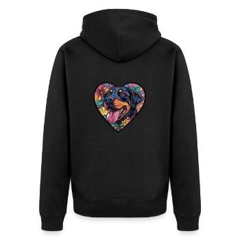 Rottweiler Hund Herz Hundeliebe - Unisex Premium Bio Zip Hoodie - Schwarz - Hinten - Nico (187cm)