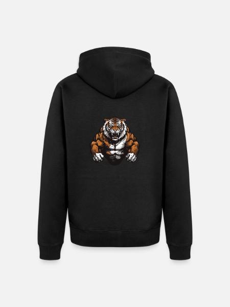 Musculation Tiger Muscles - Veste à capuche bio Premium Unisexe - noir