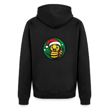 Wurm Weihnachten Tier - Unisex Premium Bio Zip Hoodie - Schwarz - Hinten - Nico (187cm)