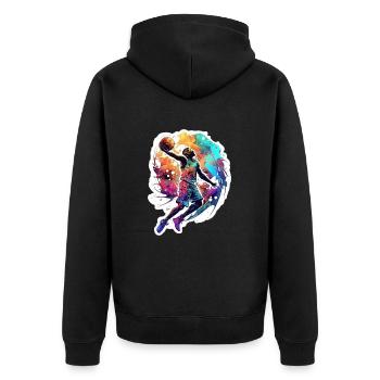 Basketballspieler - Unisex Premium Bio Zip Hoodie - Schwarz - Hinten - Nico (187cm)