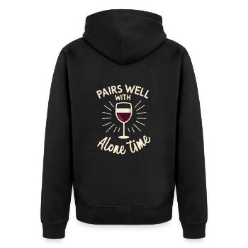 Rotwein - Unisex Premium Bio Zip Hoodie - Schwarz - Hinten - Nico (187cm)