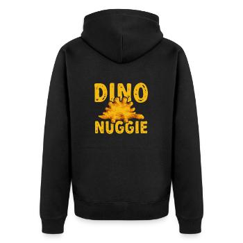 Dino Nuggets Dinosaurier Chicken Nuggets - Unisex Premium Bio Zip Hoodie - Schwarz - Hinten - Nico (187cm)