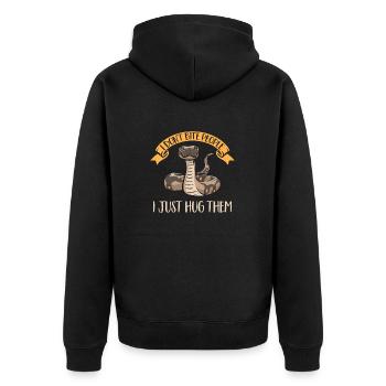 Ball Python Schlange Königspython - Unisex Premium Bio Zip Hoodie - Schwarz - Hinten - Nico (187cm)
