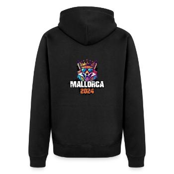 Mallorca 2024 Urlaub Fuchs - Unisex Premium Bio Zip Hoodie - Schwarz - Hinten - Nico (187cm)