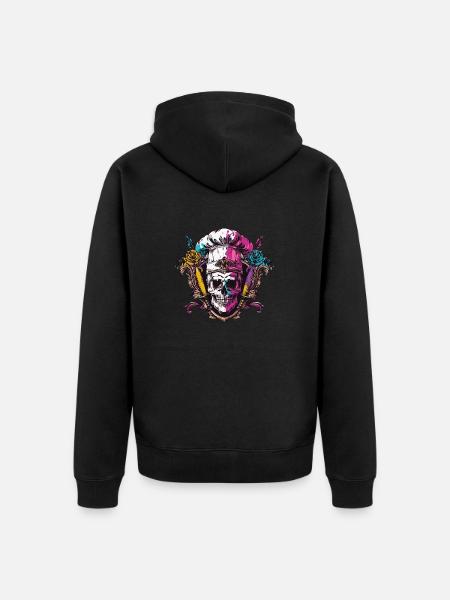 Koch Skull Skeleton Chef Crest - Unisex Premium Organic Zip Hoodie - black