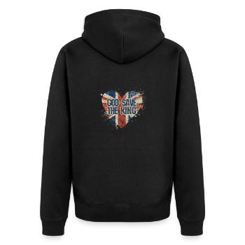 Couronnement du roi britannique Charles Angleterre Drapeau - Veste à capuche bio Premium Unisexe - noir - Dos - Nico (187cm)
