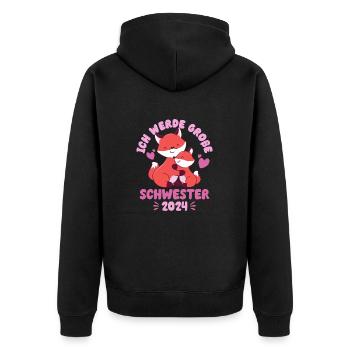 Große Schwester 2024 Mädchen Geschwister Geburt - Unisex Premium Bio Zip Hoodie - Schwarz - Hinten - Nico (187cm)